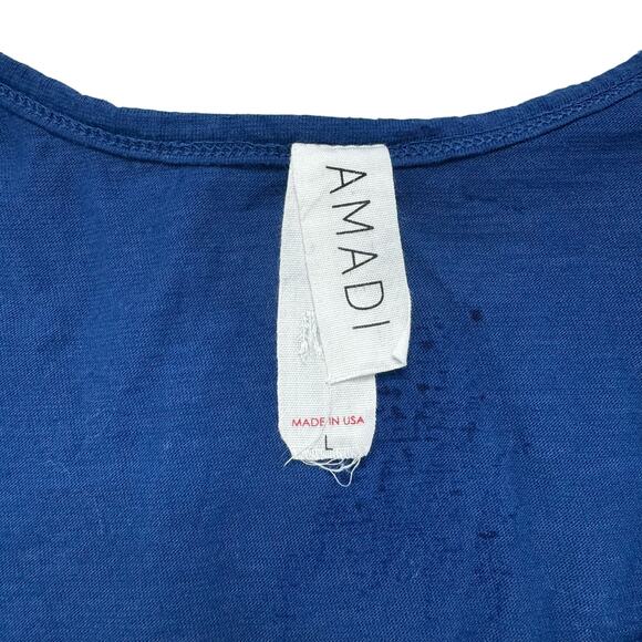 AMADI Anthropologie Royal Blue Cotton Sleeveless Asymmetric Dress Size Large - Picture 6 of 9